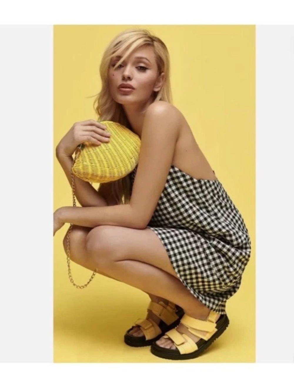 Anthropologie Apron Style Mini Dress Black White Check With Pockets Gingham XS - Picture 11 of 11